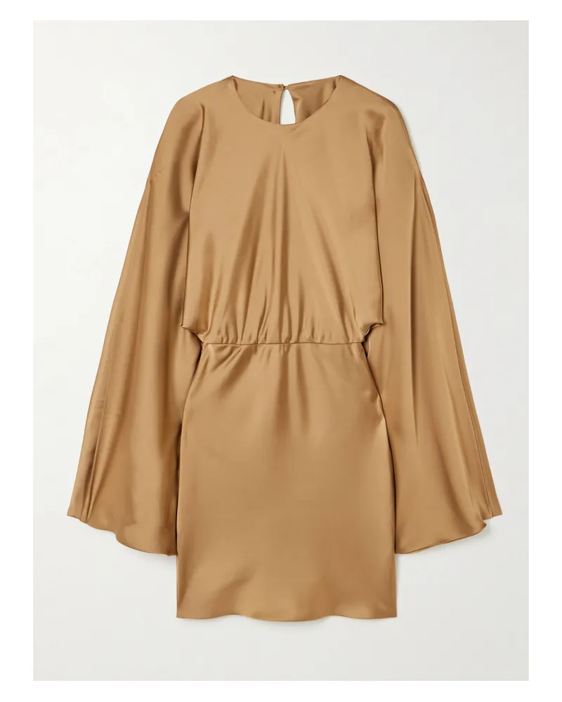 Norma Kamali Obie Satin Mini Dress - Brown Brown