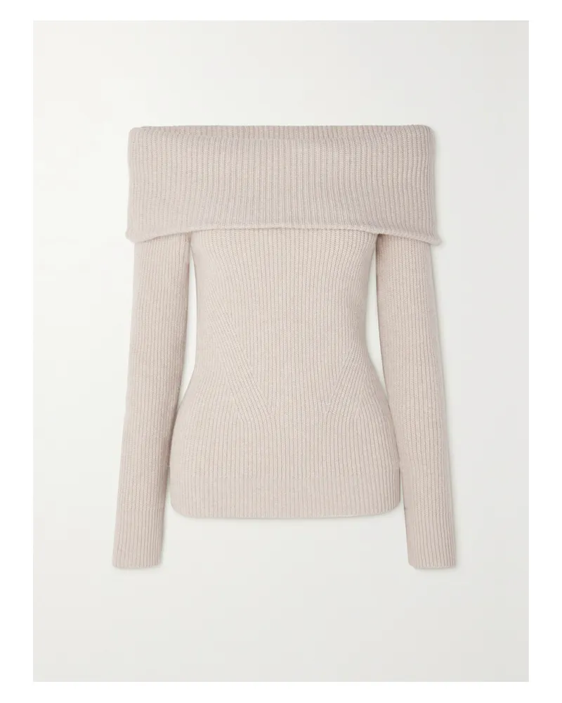 Isabel Marant Baya Schulterfreier Pullover Aus Einer Gerippten Woll-kaschmirmischung - Neutral Neutral