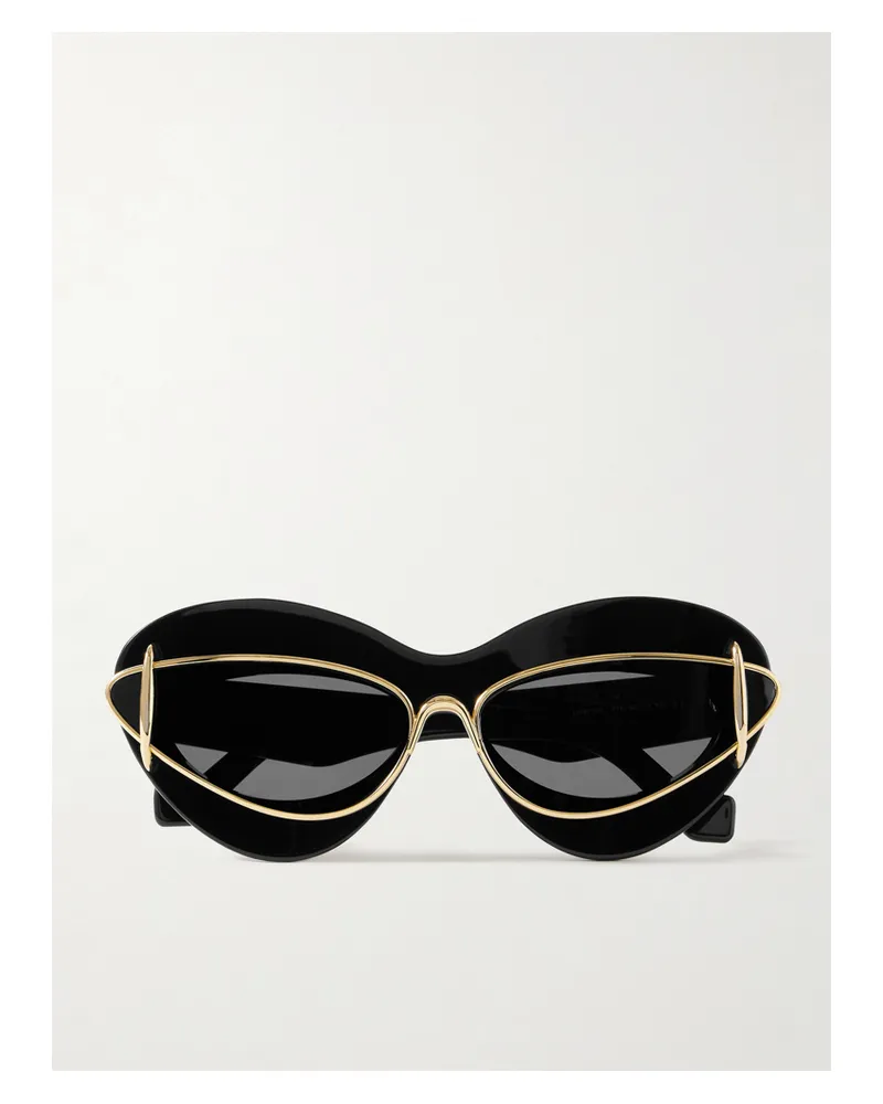Loewe Double-frame Cat-eye Gold-tone And Acetate Sunglasses - Black Black