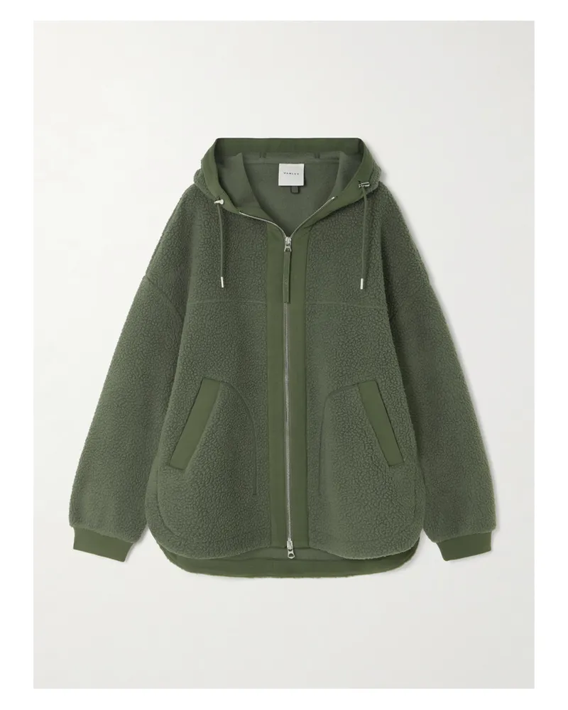 Varley Fey Oversized-jacke Aus Recyceltem Fleece Mit Jersey-besätzen Und Kapuze - Grün Grün