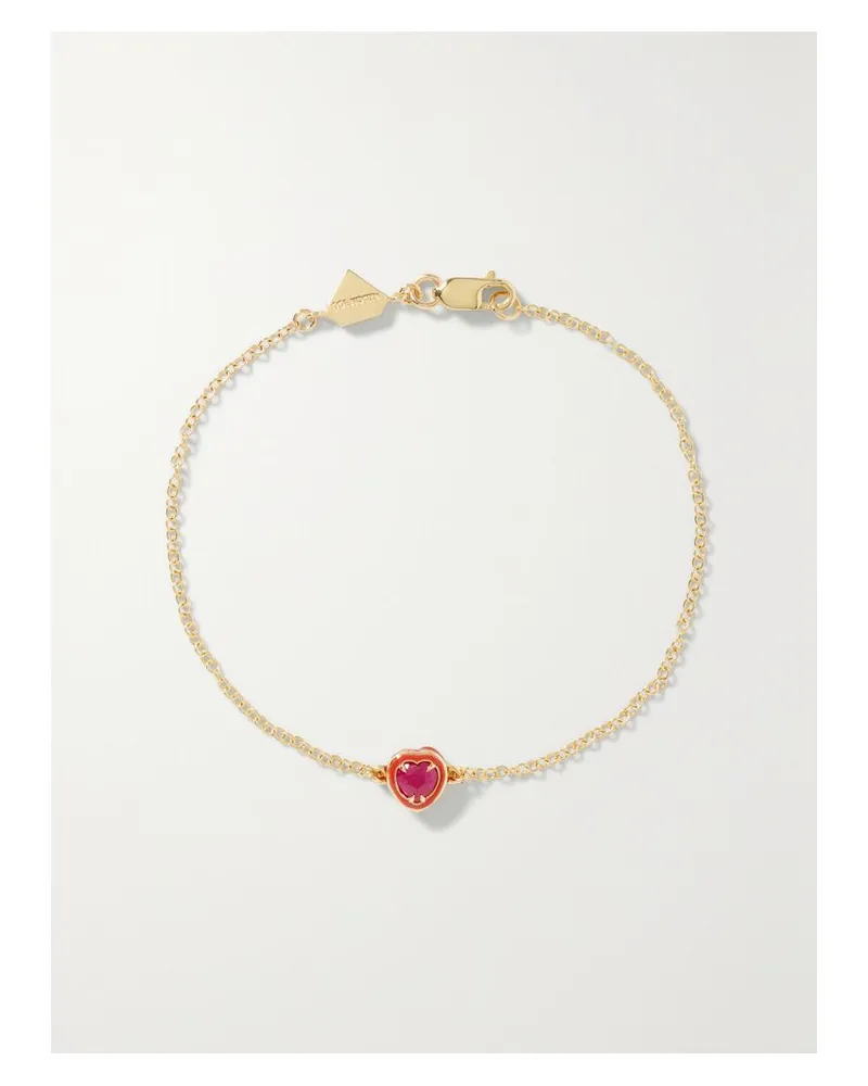 Alison Lou Cocktail Armband Aus 14 Karat Gold Mit Rubin Und Emaille - Pink Pink