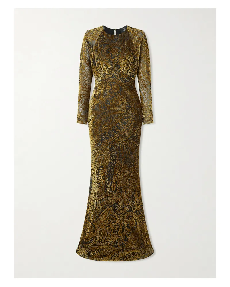 Etro Robe Aus Devoré-samt - Gold Gold