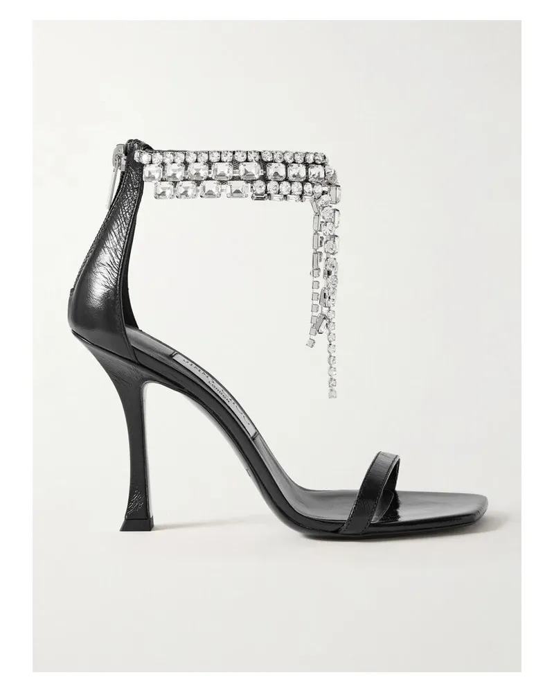 Jimmy Choo Verity 100 Sandalen Aus Leder Mit Kristallen - Schwarz Schwarz