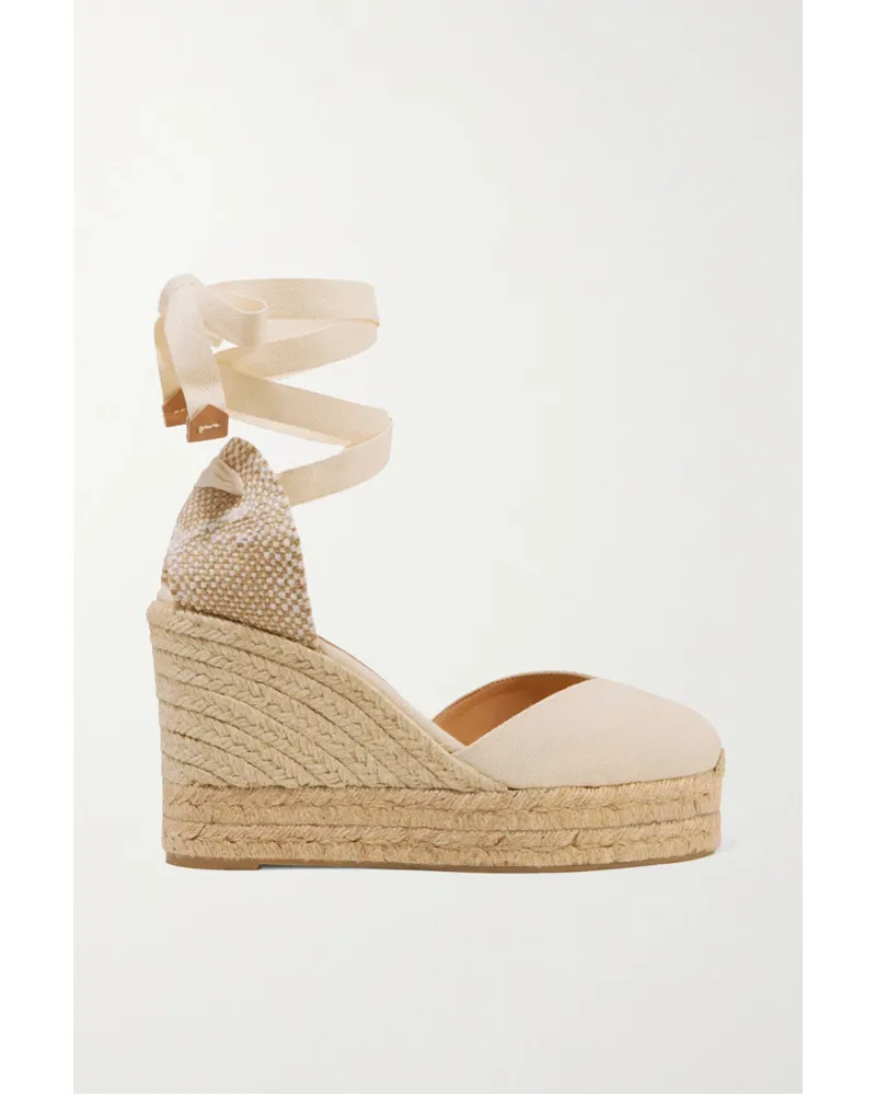 Castañer Chiara 80 Espadrille-wedges aus Canvas Elfenbein