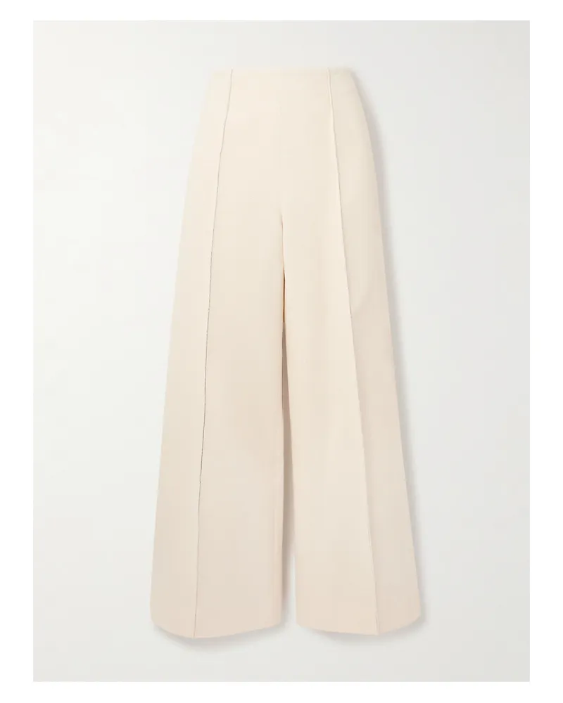EMILIA WICKSTEAD Daffy Hose Mit Weitem Bein Aus Canvas Aus Einer Baumwollmischung Mit Falten Und Ziernähten - Elfenbein Elfenbein