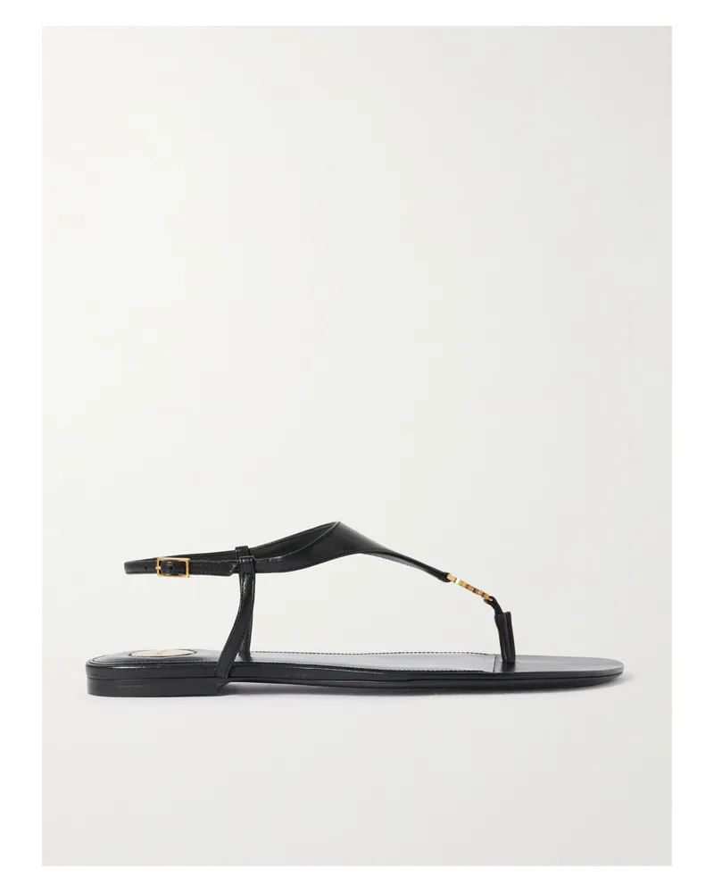 Saint Laurent Cassandra Zehensandalen Aus Leder Mit Logoverzierung - Schwarz Schwarz