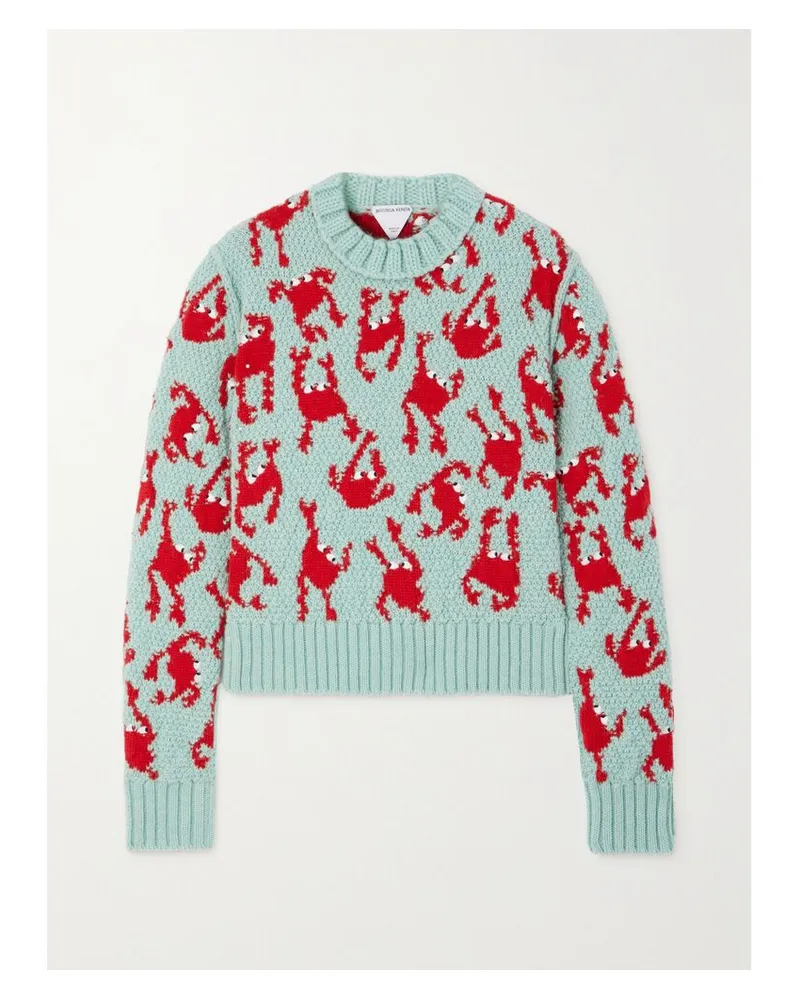 Bottega Veneta Pullover Aus Wolle In Jacquard-strick - Blau Blau