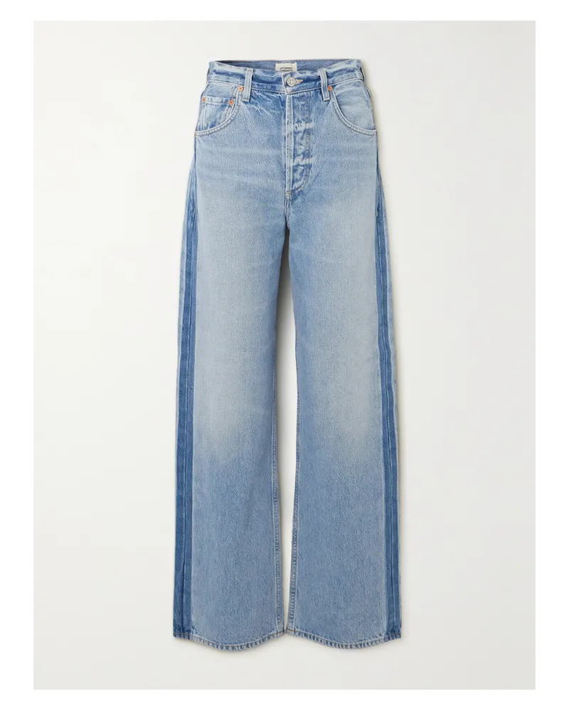 Citizens of humanity Net Sustain Ayla Baggy Tuxedo Hoch Sitzende Jeans Mit Weitem Bein Aus Zweifarbigem Bio-denim - Blau Blau