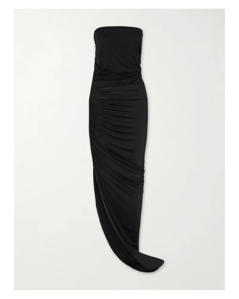 Rick Owens Edfu Strapless Gathered Stretch-jersey Gown - Black Black