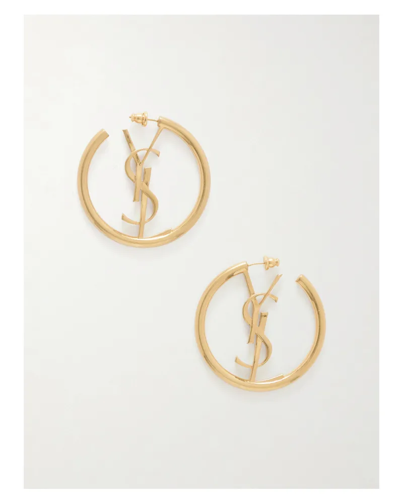 Saint Laurent Créoles Cassandre Brass Earrings - Gold Gold