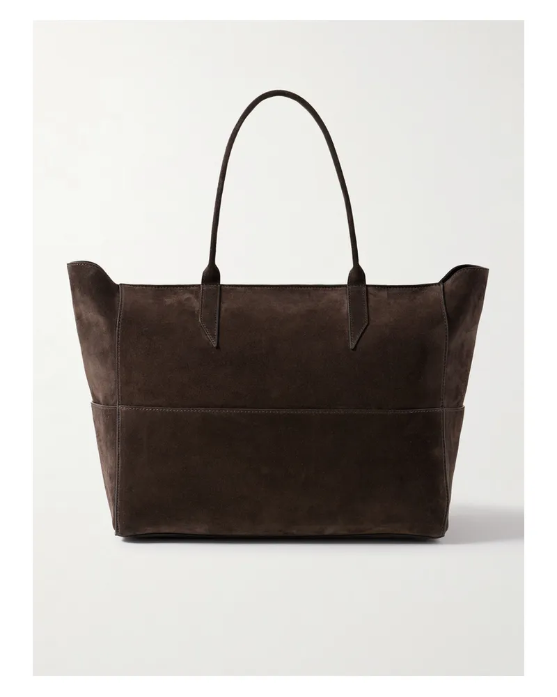 Métier Incognito Small Paneled Suede Tote - Brown Brown