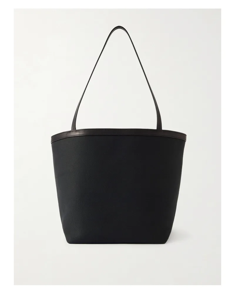 The Row Park Reversible Leather-trimmed Twill Tote - Black Black