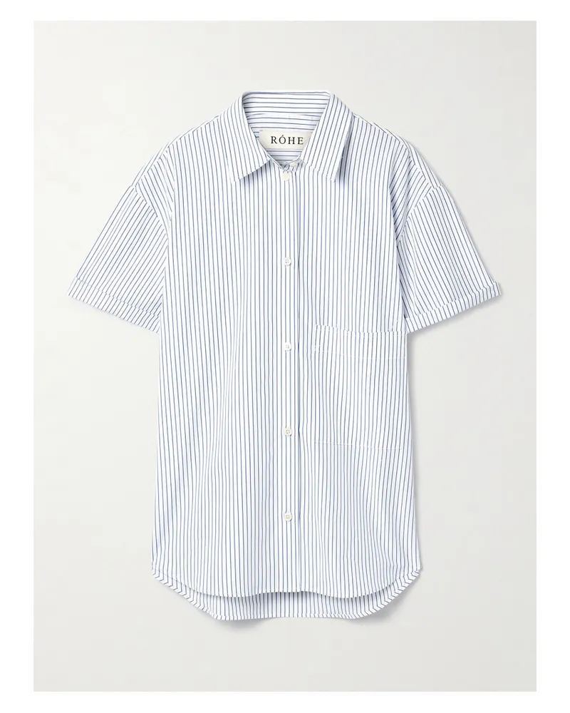 Róhe Hemd Aus Gestreifter Baumwollpopeline - Weiß Weiß