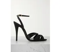 Chandelle Leather-trimmed Satin Sandals - Black
