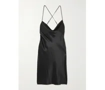 Draped Silk-satin Mini Dress - Black