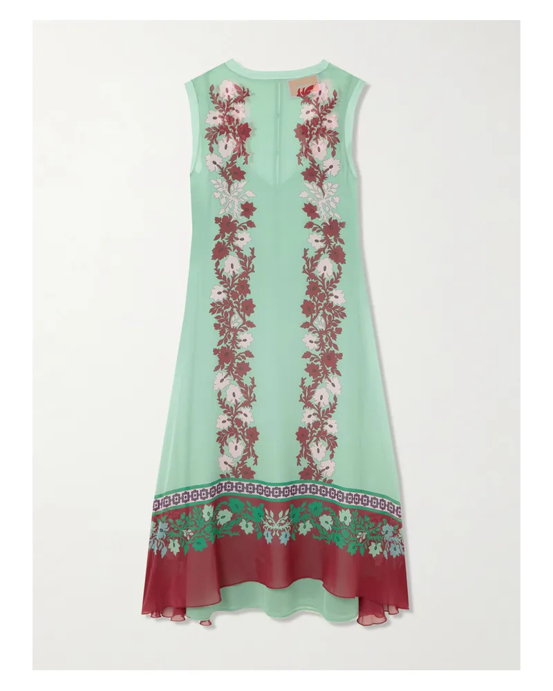 La DoubleJ Maria Midikleid Aus Seide Mit Print - Grün Grün