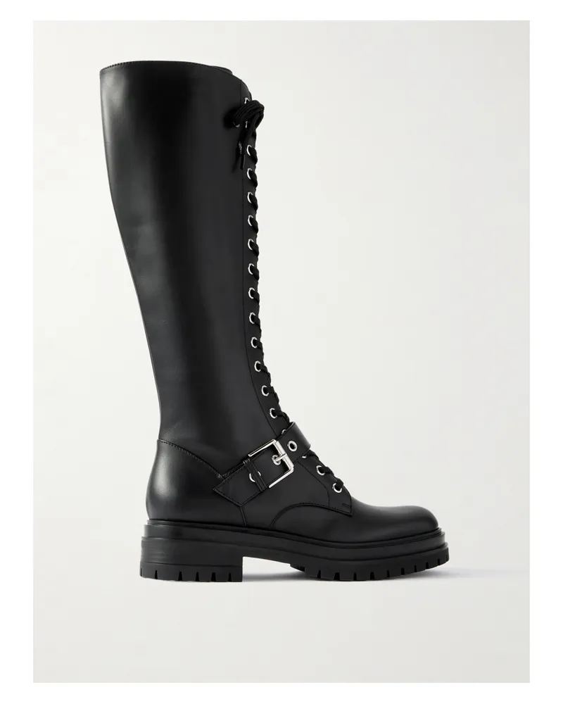 Gianvito Rossi Kniehohe Stiefel Aus Leder - Schwarz Schwarz