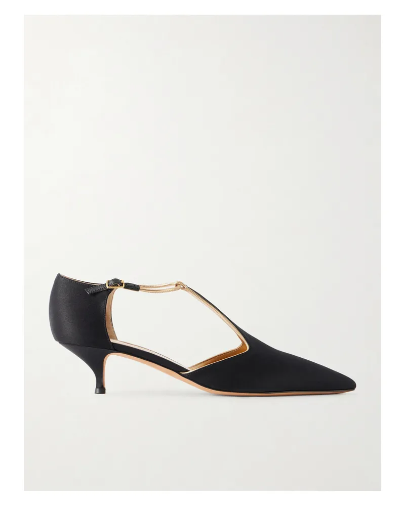 Emme Parsons Leandra Leather-trimmed Satin Pumps - Black Black