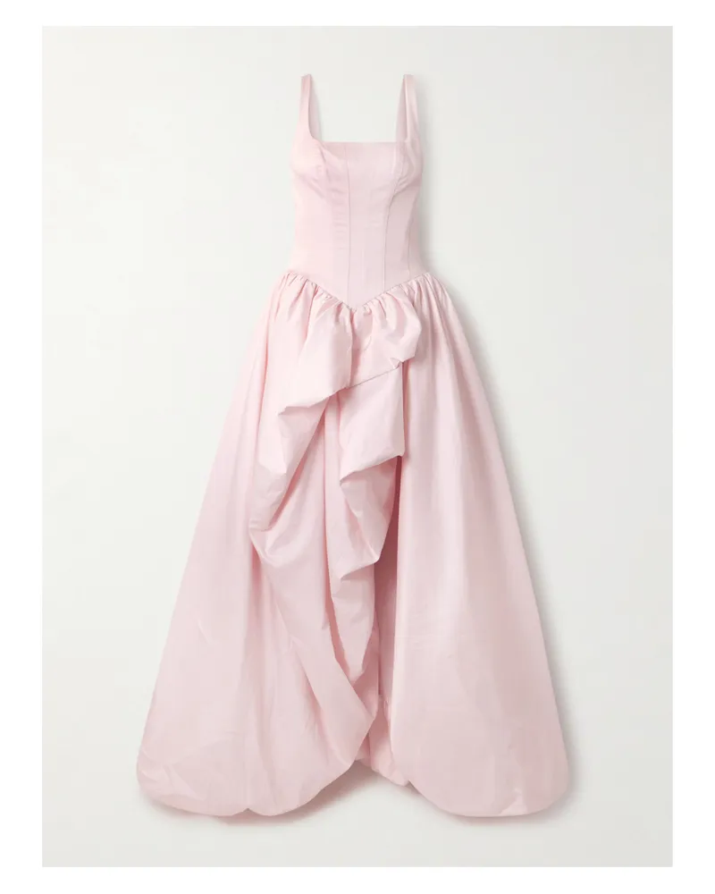 Aje. Alani Asymmetrische Robe Aus Baumwoll-twill Mit Raffungen Und Falten - Pink Pink