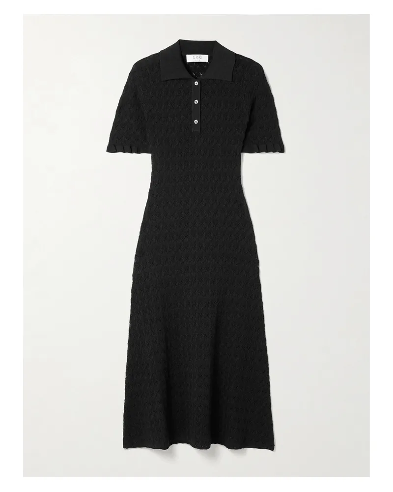 Sea Rue Midikleid In Pointelle-strick - Schwarz Schwarz