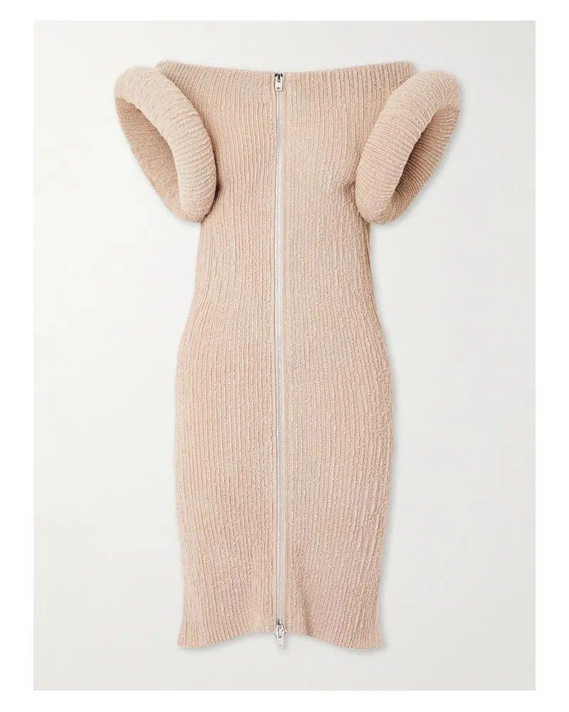 Acne Studios Minikleid Aus Geripptem Bouclé Mit Fransen - Neutral Neutral
