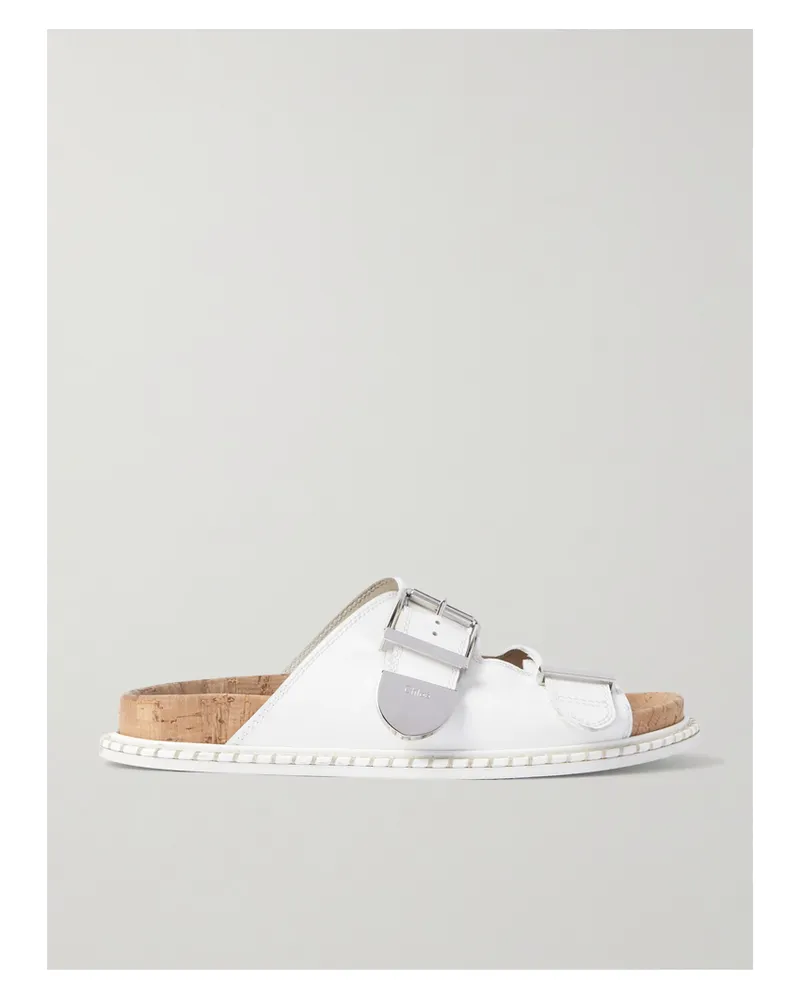 Chloé Rebecca Pantoletten Aus Leder Mit Schnalle - Weiß Weiß