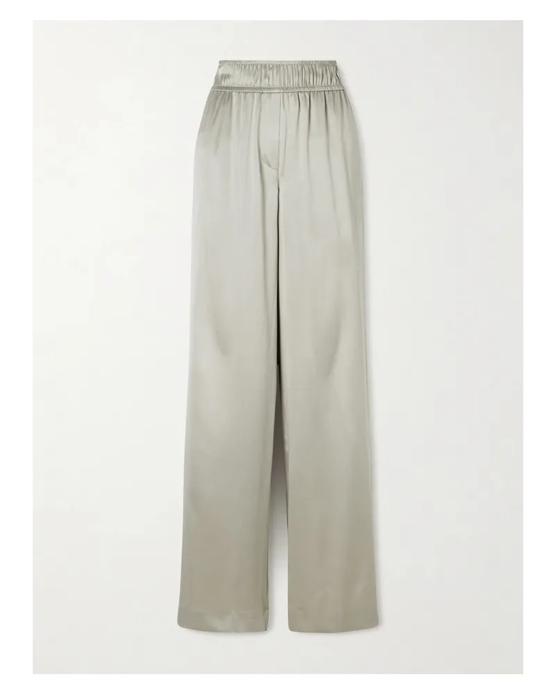 Brunello Cucinelli Silk-blend Satin Wide-leg Pants - Rose gold Rose