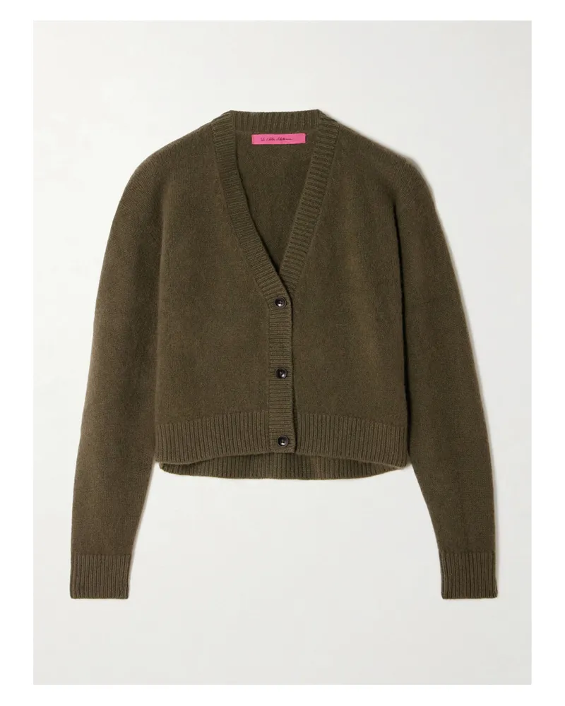 The Elder Statesman Cashmere Cropped Cardigan - Green Green