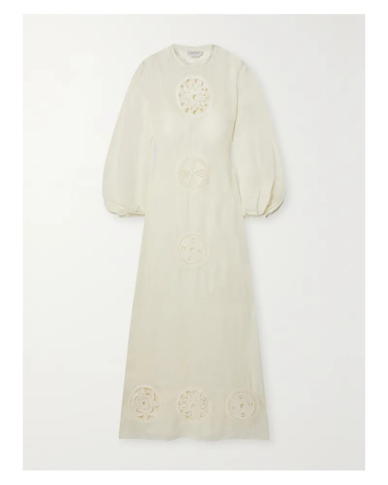 Gabriela Hearst Alex Maxikleid Aus Leinen Und Gaze Aus Einer Seidenmischung Mit Stickereien - Elfenbein Elfenbein