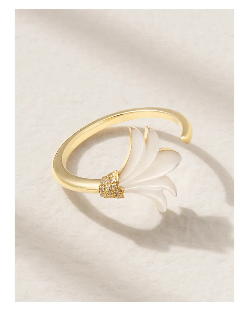 L’Atelier Nawbar Mini Psychedeliah Vine Ring Aus 18 Karat Gold Mit Perlmutt Und Diamanten Gold