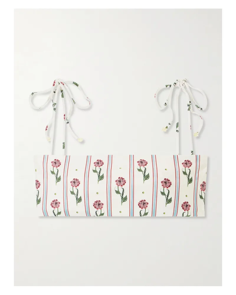 AGUA BENDITA Primavera Printed Recycled Bikini Top - White White
