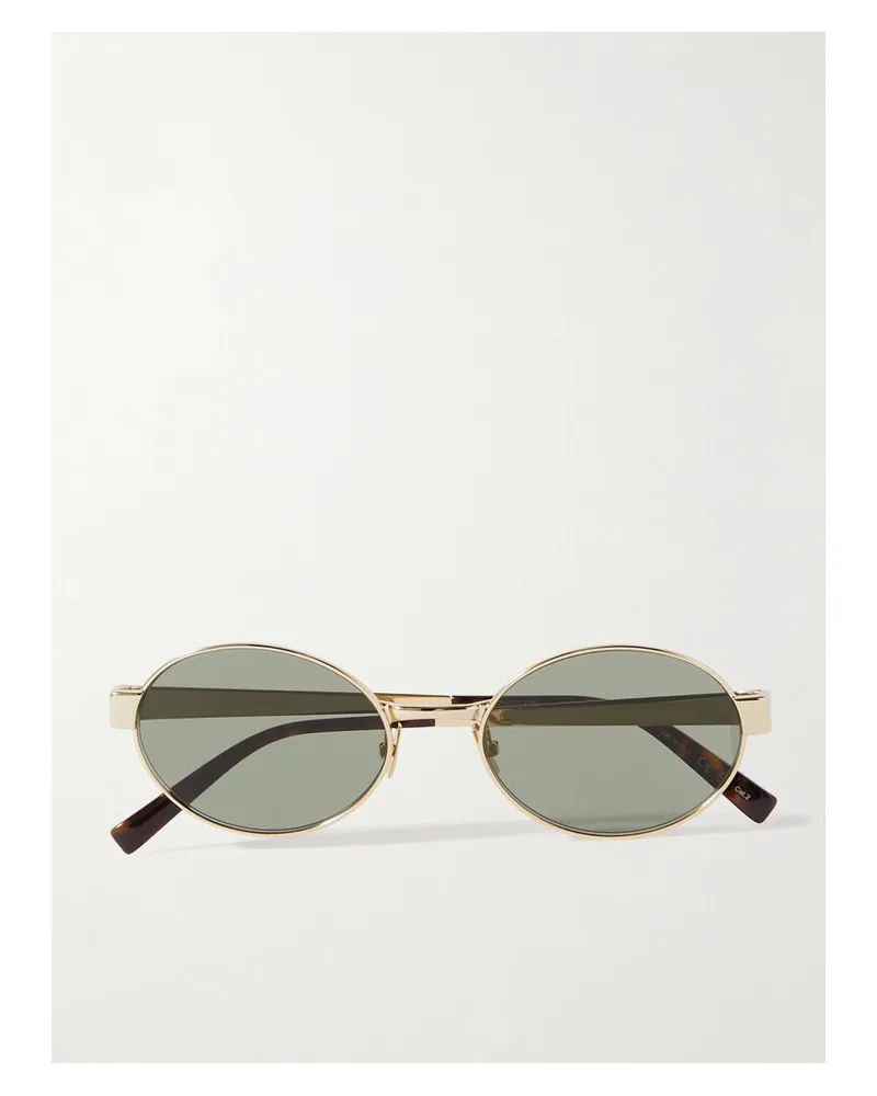 Saint Laurent Goldfarbene Sonnenbrille Mit Ovalem Rahmen Gold