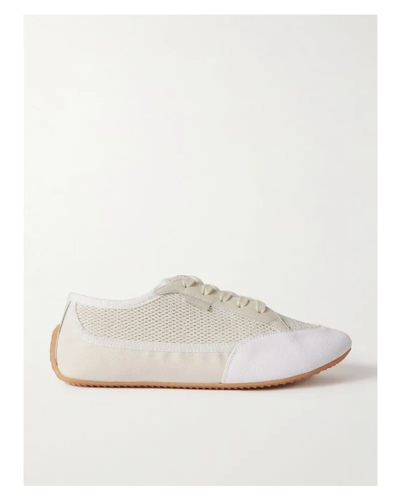 The Row Bonnie Sneakers Aus Veloursleder, Mesh Und Canvas Mit Lederbesätzen - Weiß Weiß