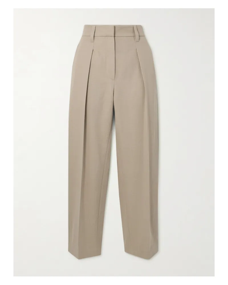 Brunello Cucinelli Verkürzte Hose Mit Schmal Zulaufendem Bein Aus Twill Aus Einer Baumwoll-wollmischung - Neutral Neutral