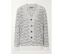 Striped Crochet-knit Sweater - White