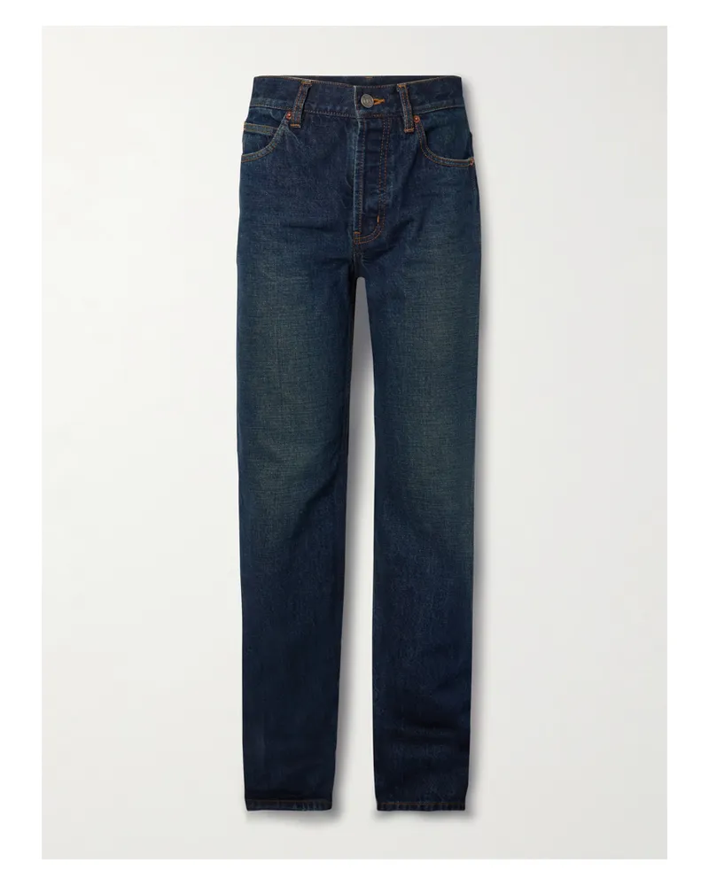 Saint Laurent Nico Mid-rise Straight-leg Jeans - Blue Blue