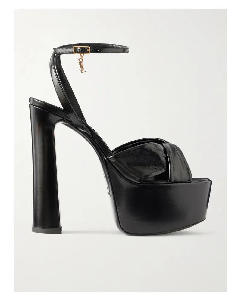 Saint Laurent Franciane Leather Sandals - Black Black