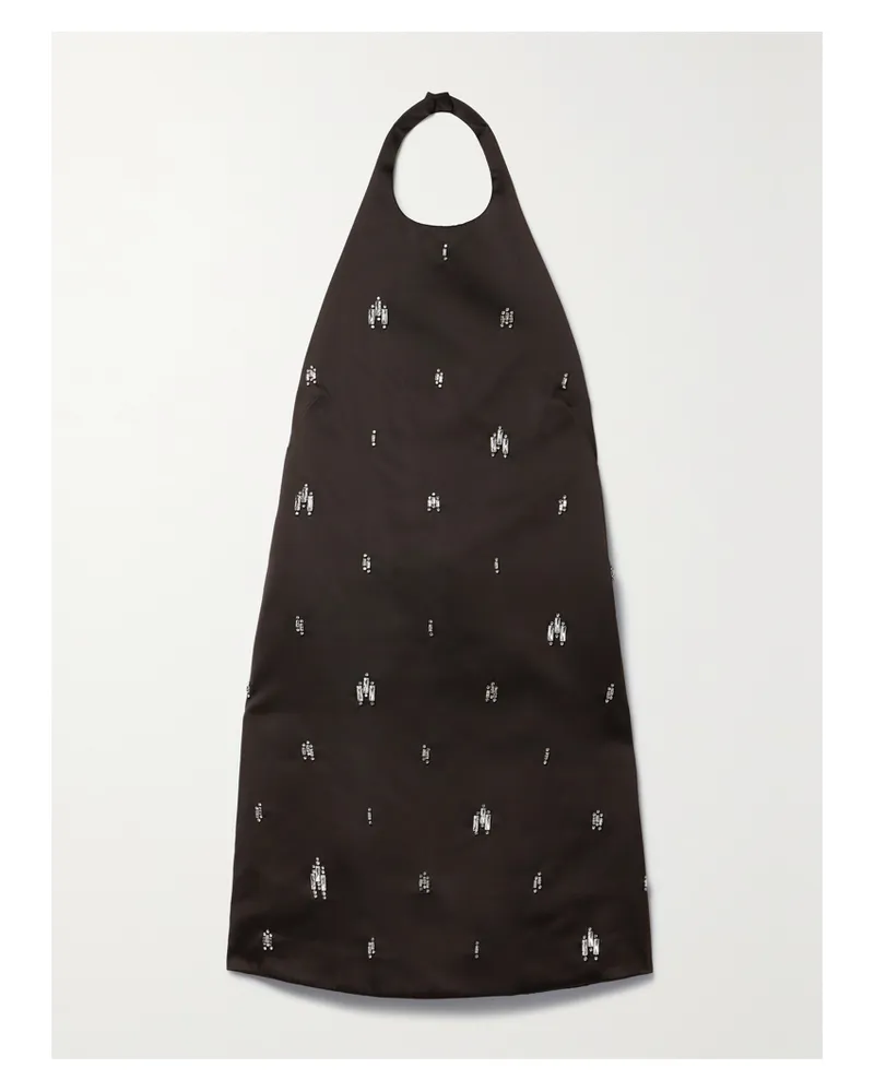 A.L.C. Sophia Neckholder-minikleid Aus Duchesse-satin Mit Kristallen - Braun Braun