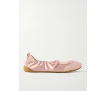 Kick Suede-trimmed Satin Sneakers - Pink