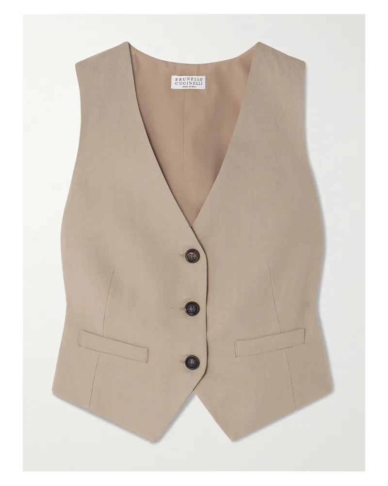 Brunello Cucinelli Weste Aus Twill Mit Zierperlen - Braun Braun