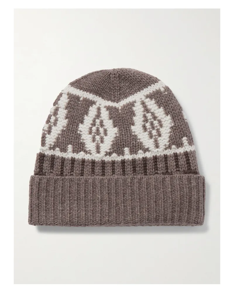 arch4 Lorenz Fair Beanie Aus Kaschmir Mit Fair-isle-muster - Braun Braun