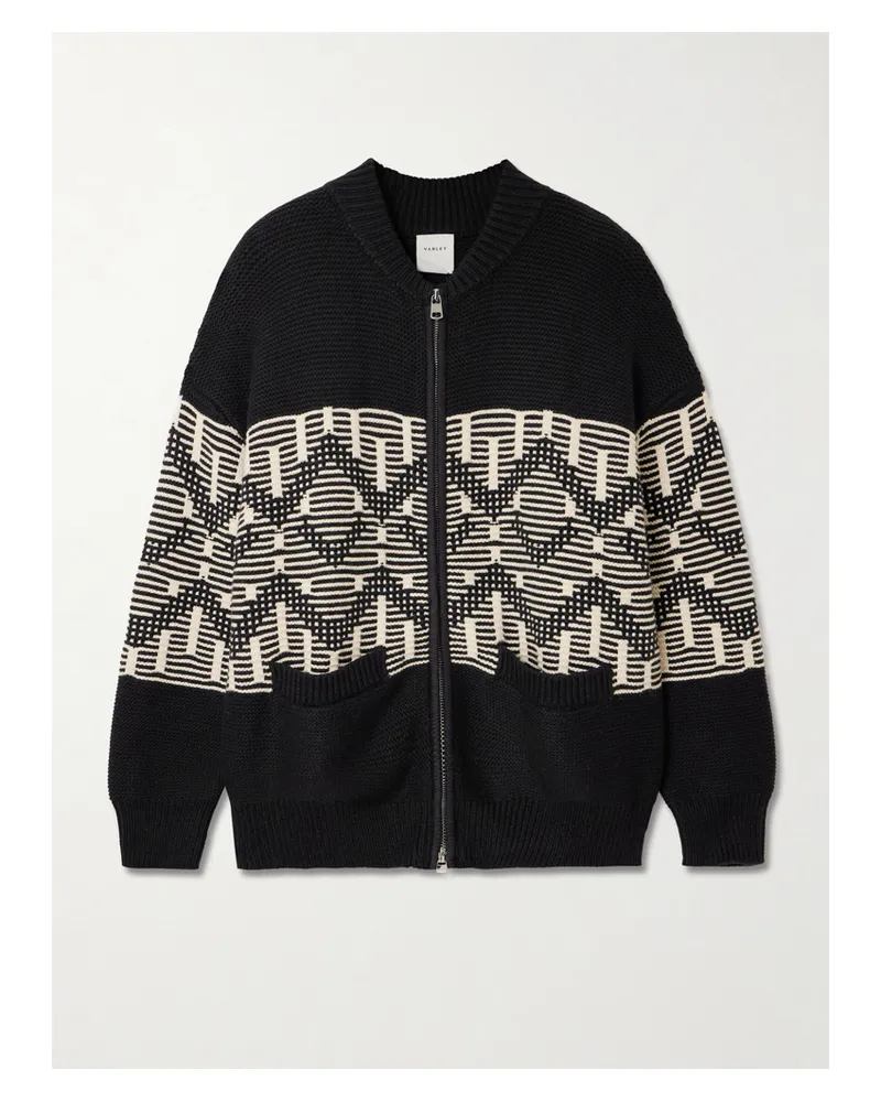 Varley Linnea Cardigan Aus Einer Baumwollmischung Mit Fair-isle-muster - Schwarz Schwarz