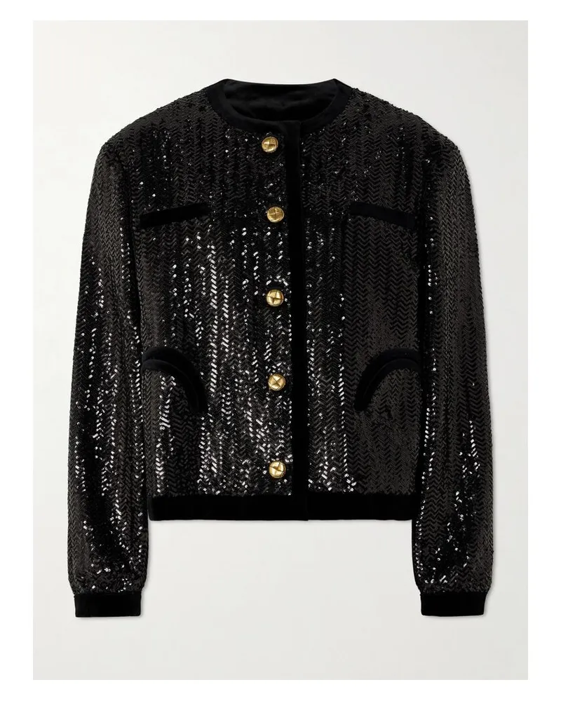 Blazé Milano All About You Gliss Jacke Aus Webstoff Mit Pailletten Und Samtbesätzen - Schwarz Schwarz