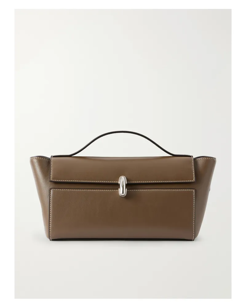 SAVETTE Symmetry Trapeze Pochette Leather Tote - Green Green