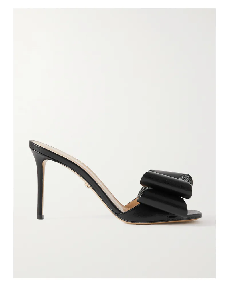 Mach & Mach Le Cadeau Mules Aus Leder Mit Kristallen - Schwarz Schwarz