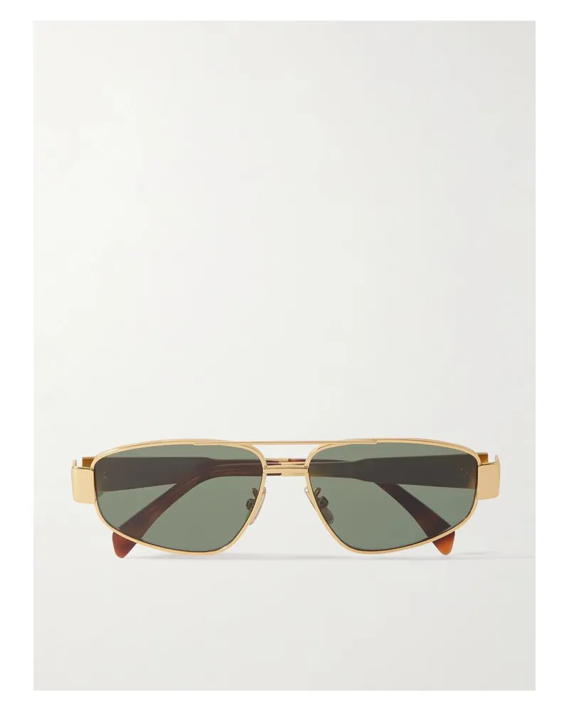 Celine Triomphe Goldfarbene Pilotensonnenbrille Mit Details Aus Azetat Gold