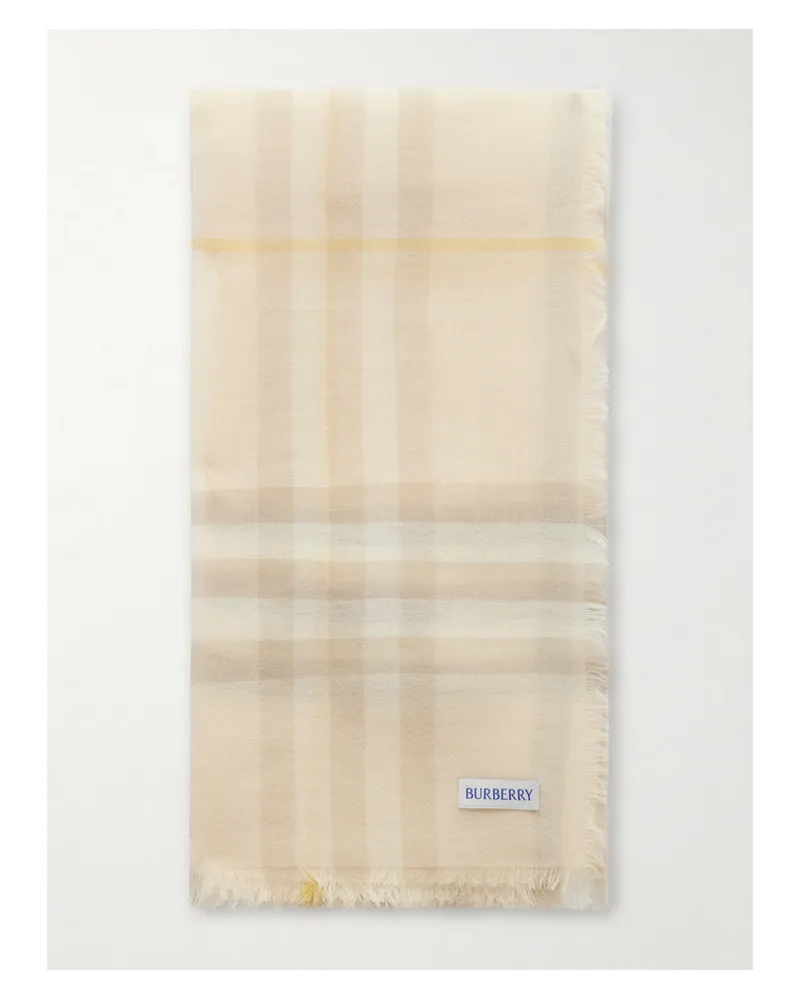 Burberry Schal Aus Karierter Wolle Mit Fransen - Neutral Neutral