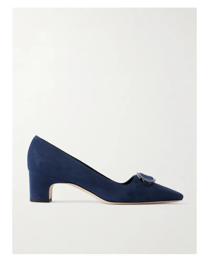 Manolo Blahnik Fenix 50 Pumps Aus Veloursleder Mit Schnalle - Blau Blau