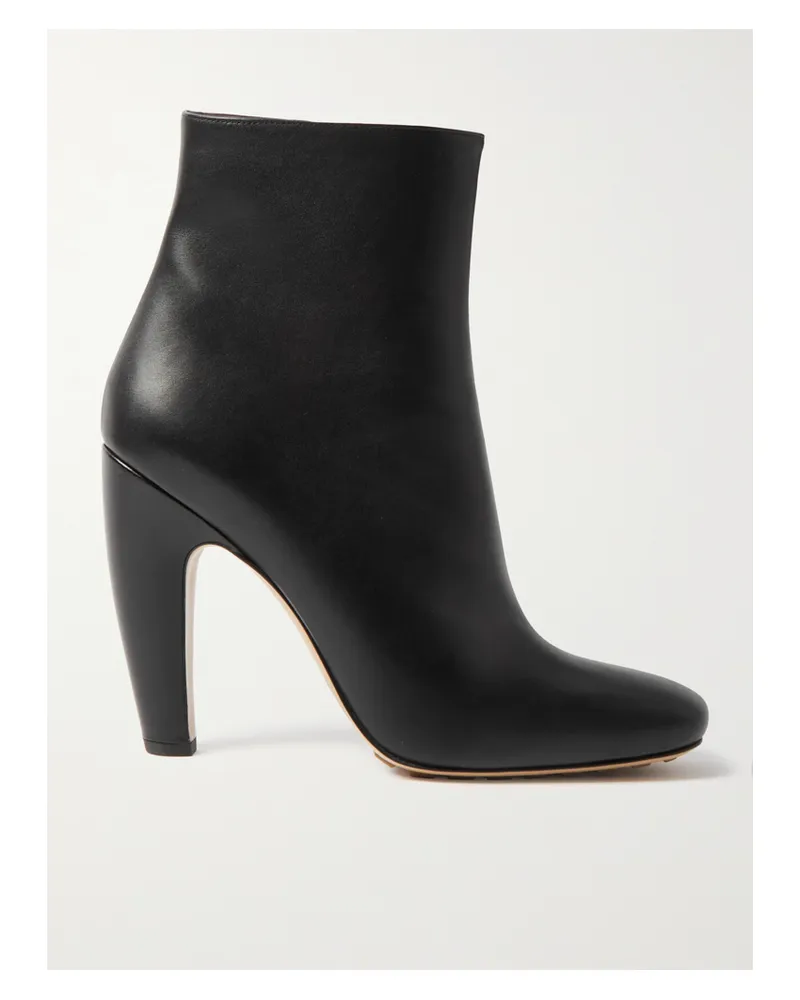 Bottega Veneta Canalazzo Leather Ankle Boots - Black Black
