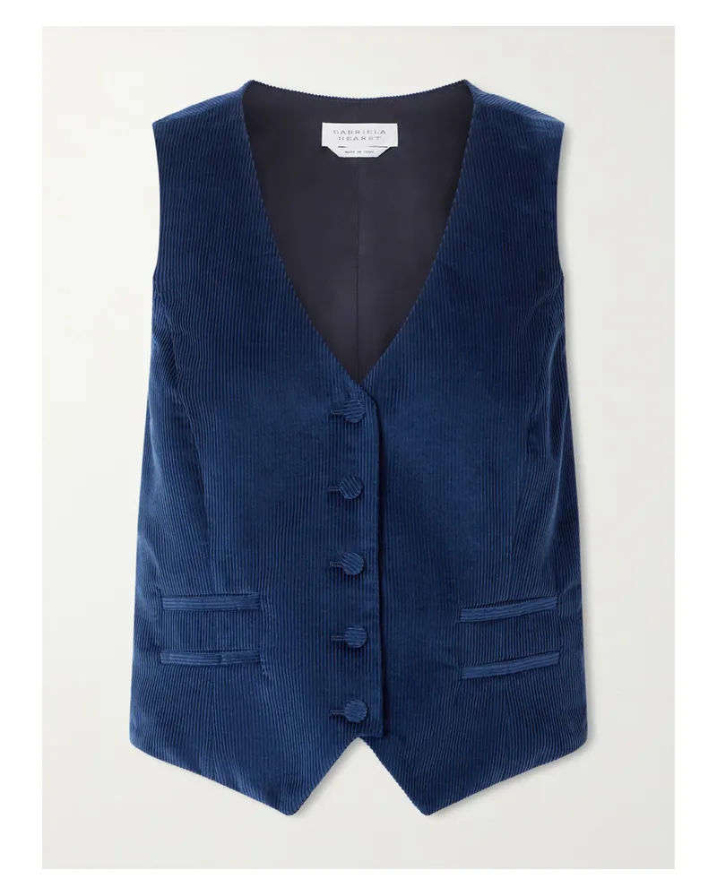 Gabriela Hearst Coleridge Cotton-corduroy Vest - Blue Blue